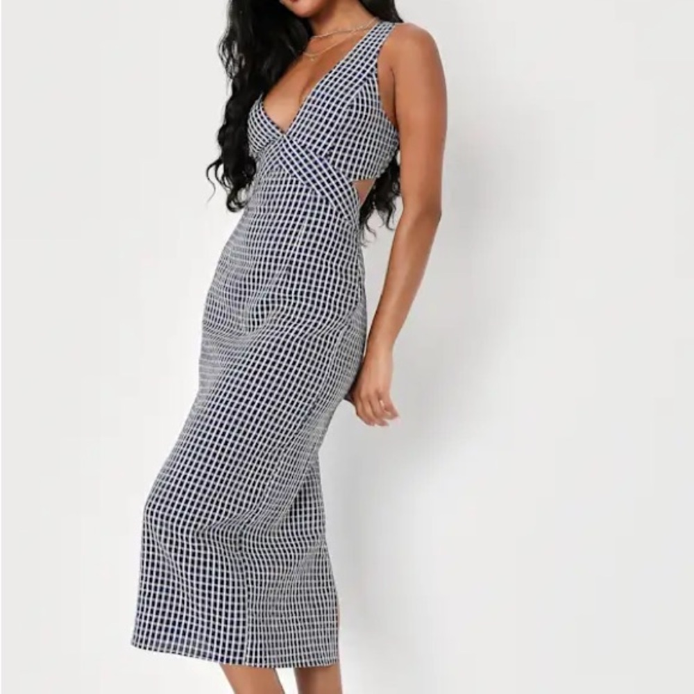 Lulu's Navy and White Plaid Dress